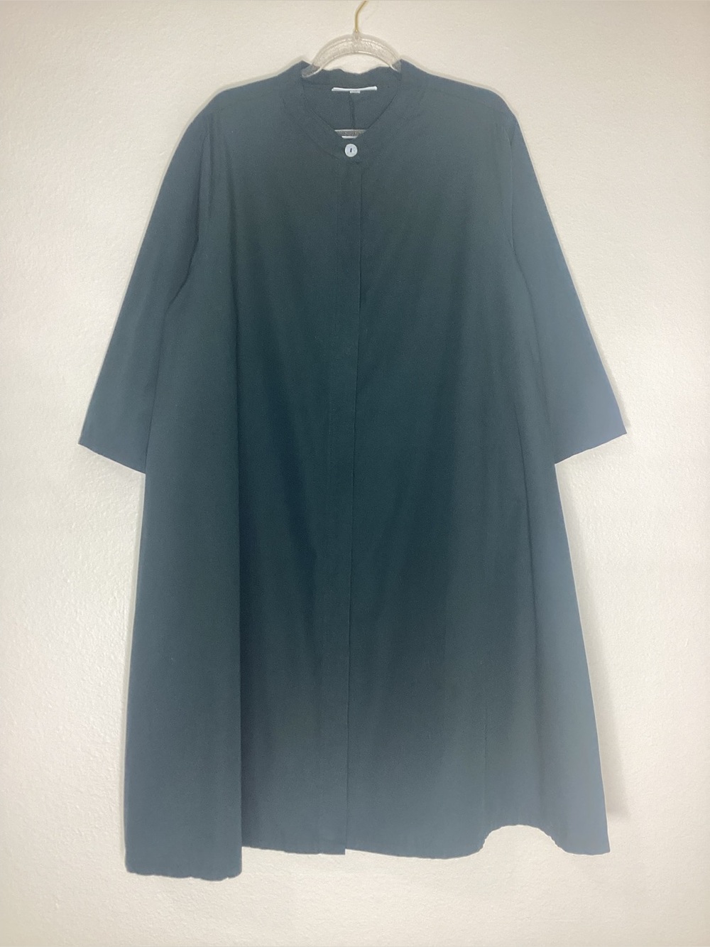Brynn Walker Organic Cotton Tunic Dress Mandarin Collar Black/Green M